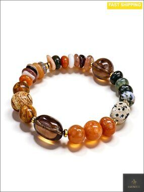 Handmade Stretchy Gemstone Bead Bracelet Boho Stackable Healing Crystal